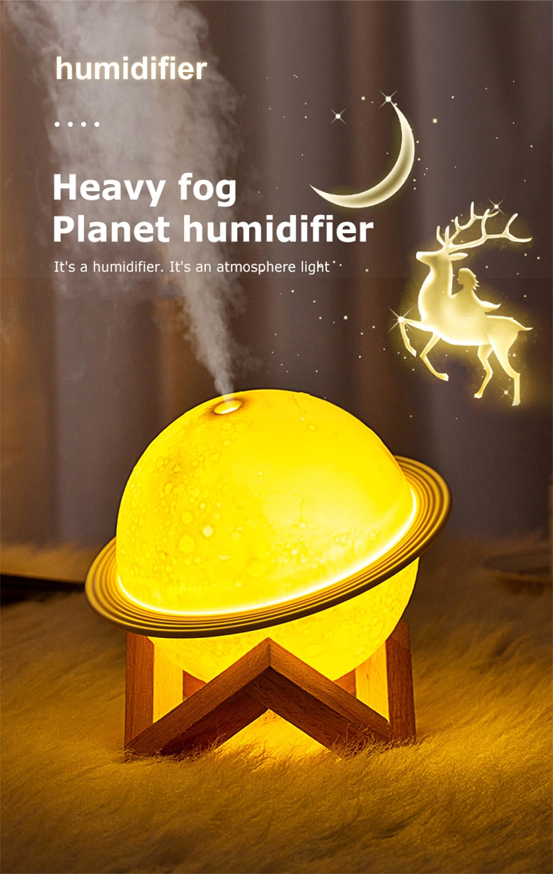 Desktop Planet Air Humidifier Night Light Aroma Oil Diffuser Cool Mist Maker Fogger Home Mini 3D Moon Light Scented Diffuser