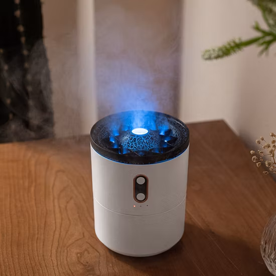 450ml 3D Simulated Flame Volcano Aroma Diffuser Ultrasonic Smart Cool Mist Jellyfish Diffuser for Home Office